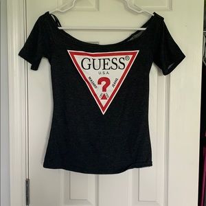 Grey Off The Shoulder Guess Top